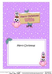Xmas Wife Owl Signpost 5x7 Matching Insert