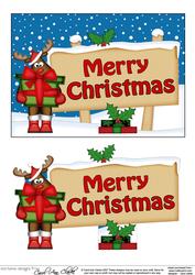 Christmas Rudolph Signpost 5x7 Easicut Decoupage