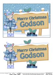 Christmas Godson Gigi Horse Signpost 5x7 Easicut Decoupage