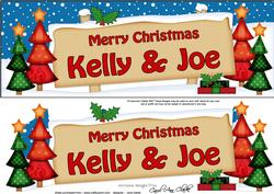 Xmas Kelly & Joe Trees Signpost Lge Dl Easicut Decoupage