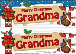 Xmas Grandma Rudolph Signpost Lge Dl Decoupage