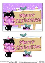 Xmas Merry Christmas Cat Signpost 5x7 Easicut Decoupage