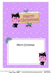 Xmas Merry Christmas Cat Signpost 5x7 Matching Insert