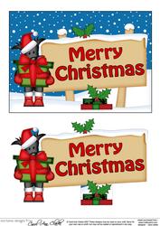 Xmas Merry Christmas Dog Signpost 5x7 Easicut Decoupage