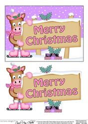 Xmas Merry Christmas Horse Signpost 5x7 Easicut Decoupage