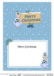 Xmas Merry Christmas Owls Signpost 5x7 Matching Insert