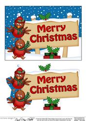 Xmas Merry Christmas Robins Signpost 5x7 Easicut Decoupage