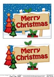 Xmas Merry Christmas Trees Signpost 5x7 Easicut Decoupage