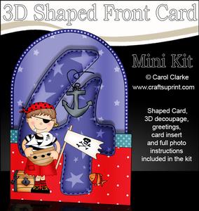 3D 4th Birthday Pirate Shaped Front Card with Decoupage