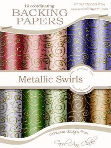 Pretty Rose 'gold Metallic Swirls' Backing Papers Kit