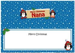 Xmas Nana Penguins Signpost Large Dl Matching Insert