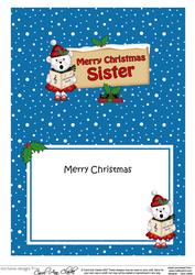 Xmas Sister Teddy Signpost 5x7 Matching Insert
