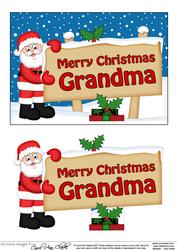 Xmas Grandma Santa Signpost 5x7 Easicut Decoupage