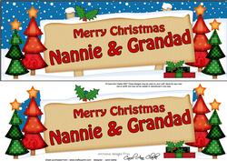 Xmas Nannie & Grandad Trees Signpost Lge Dl Decoupage