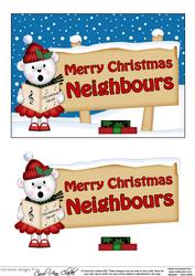 Xmas Neighbours Teddy Tess Signpost 5x7 Easicut Decoupage