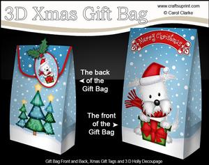 3D Xmas Jock Westie Dog's Present Gift Box Mini Kit