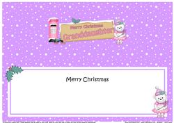 Xmas Granddaughter Teddy Signpost Lge Dl Matching Insert