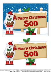 Xmas Son Polar Bear Signpost 5x7 Easicut Decoupage