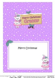Xmas Granny Teddy Tess Signpost 5x7 Matching Insert