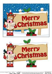 Xmas Merry Christmas Horse Signpost 5x7 Easicut Decoupage