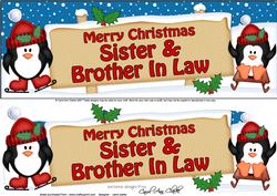 Xmas Sister & Brother in Law Penguins Signpost Large Dl