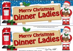 Xmas Dinner Ladies Santa Signpost Large Dl Easicut Decoupage