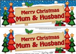 Xmas Mum & Husband Xmas Trees Signpost Lge Dl Easicut