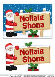 Xmas Irish Santa Signpost 5x7 Easicut Decoupage