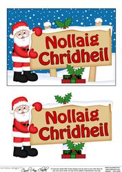 Xmas Scottish Gaelic Santa Signpost 5x7 Easicut Decoupage