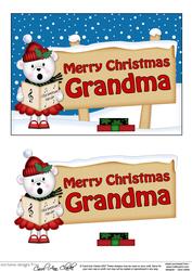 Xmas Grandma Teddy Tess Signpost 5x7 Easicut Decoupage