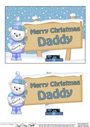 Xmas Daddy Teddy Ed Signpost 5x7 Easicut Decoupage