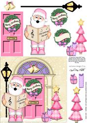 Singing Santa Christmas Door Quick Card & 3D Decoupage