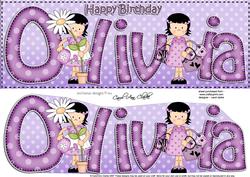 Girlz Birthday Olivia Large Dl Quick Card 3D Decoupage