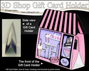 3D Little Ice Cream Parlour Shop Gift Card Holder
