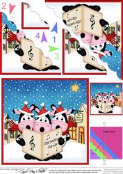 Singing Moo Cows Merry Carollers Scallop Corner