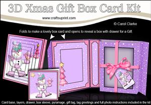 3D Xmas Skating Snowman Gift Box Card Kit & Pyramage