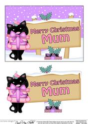 Xmas Mum Cat's Present Signpost 5x7 Easicut Decoupage