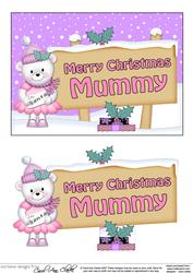 Xmas Mummy Teddy Tess Signpost 5x7 Easicut Decoupage