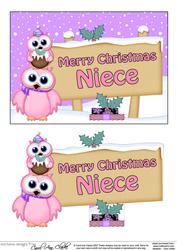 Xmas Niece Owls Signpost 5x7 Easicut Decoupage