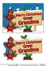 Xmas Great Grandma Robins Signpost 5x7 Easicut Decoupage