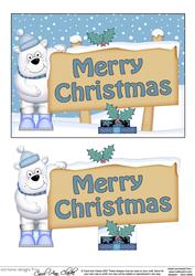 Xmas Polar Bear Signpost 5x7 Easicut Decoupage