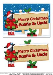 Xmas Auntie & Uncle Scottie Dog Signpost 5x7 Decoupage