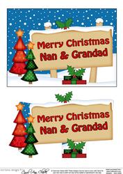 Xmas Nan & Grandad Trees Signpost 5x7 Decoupage