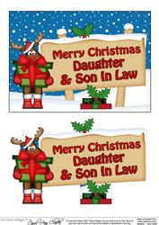 Xmas Daughter & Son in Law Rudolph Signpost 5x7 Decoupage