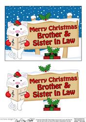 Xmas Brother & Sister in Law Cat Signpost 5x7 Decoupage
