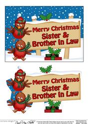 Xmas Sister & Brother in Law Robins Signpost 5x7 Decoupage