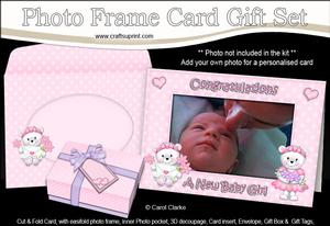 New Baby Girl Easicut Photo Frame Card Gift Set