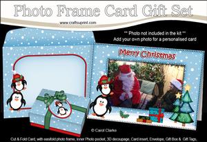 Xmas Penguins Easicut Photo Frame Card Gift Set