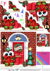 Little Owl's Present Christmas Door Scallop Corner Stacker