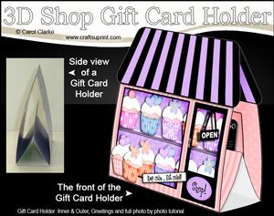 3D Little Cupcake Shop Gift Card Holder